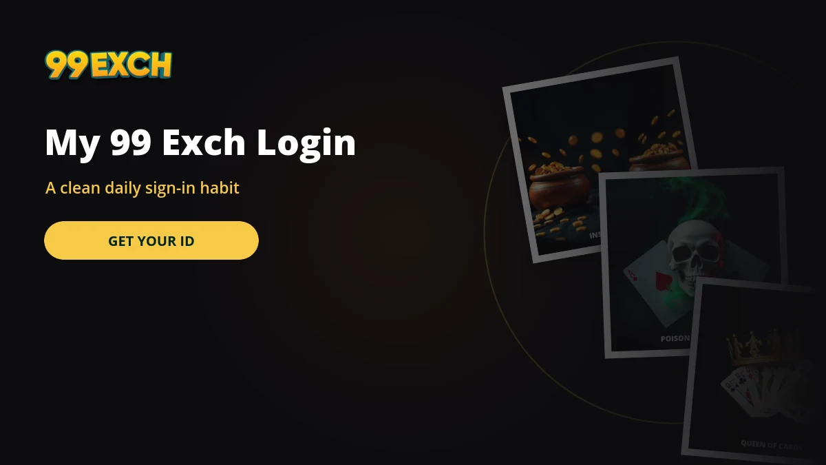 My 99 exch login banner with card room and roulette game tiles