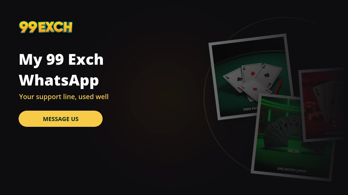 My 99 exch whatsapp number banner with teen patti joker and queen game tiles